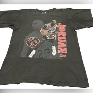 Vtg 1990 90s Michael Jordan Black T Shirt Sz L Single Stitch Salem Chicago Bulls